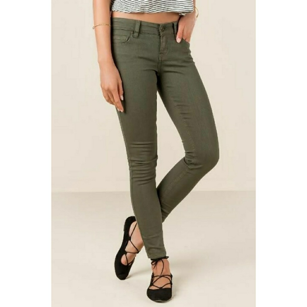 Vince Womens 29 Skinny Jeans Green Olive